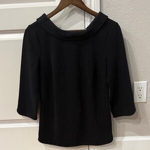 Boden Black Boatneck Knit Blouse